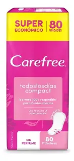 Carefree Protector diario Compact sin perfume x 80