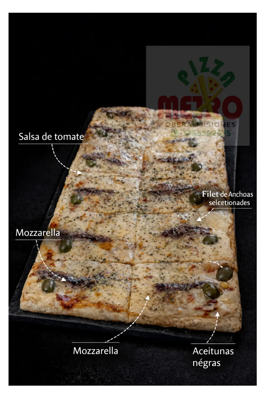 1/4 Mozzarella c/Anchoas(6 porciones)
