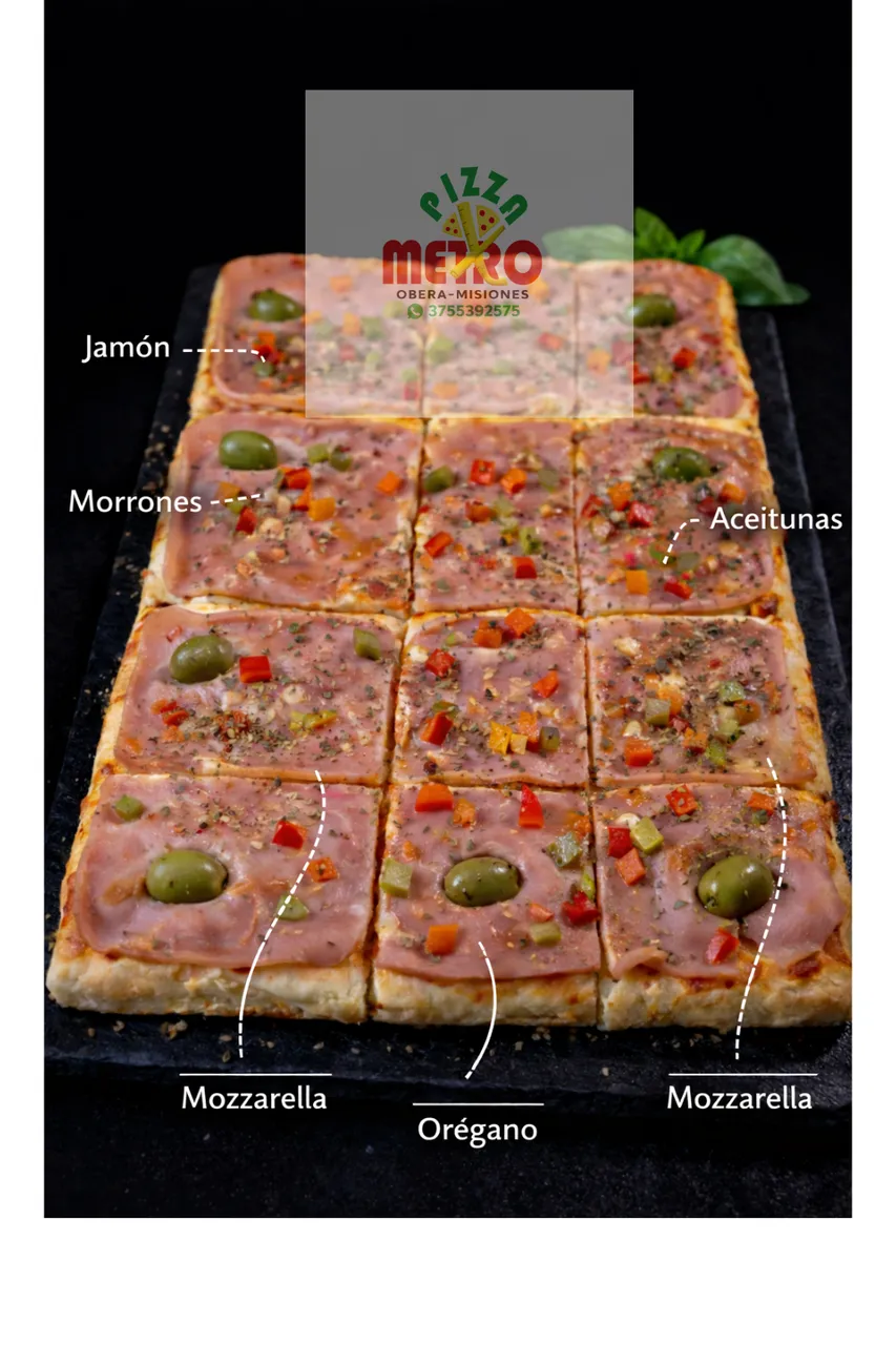 1/2 Jamon y Morrones(12 porciones)